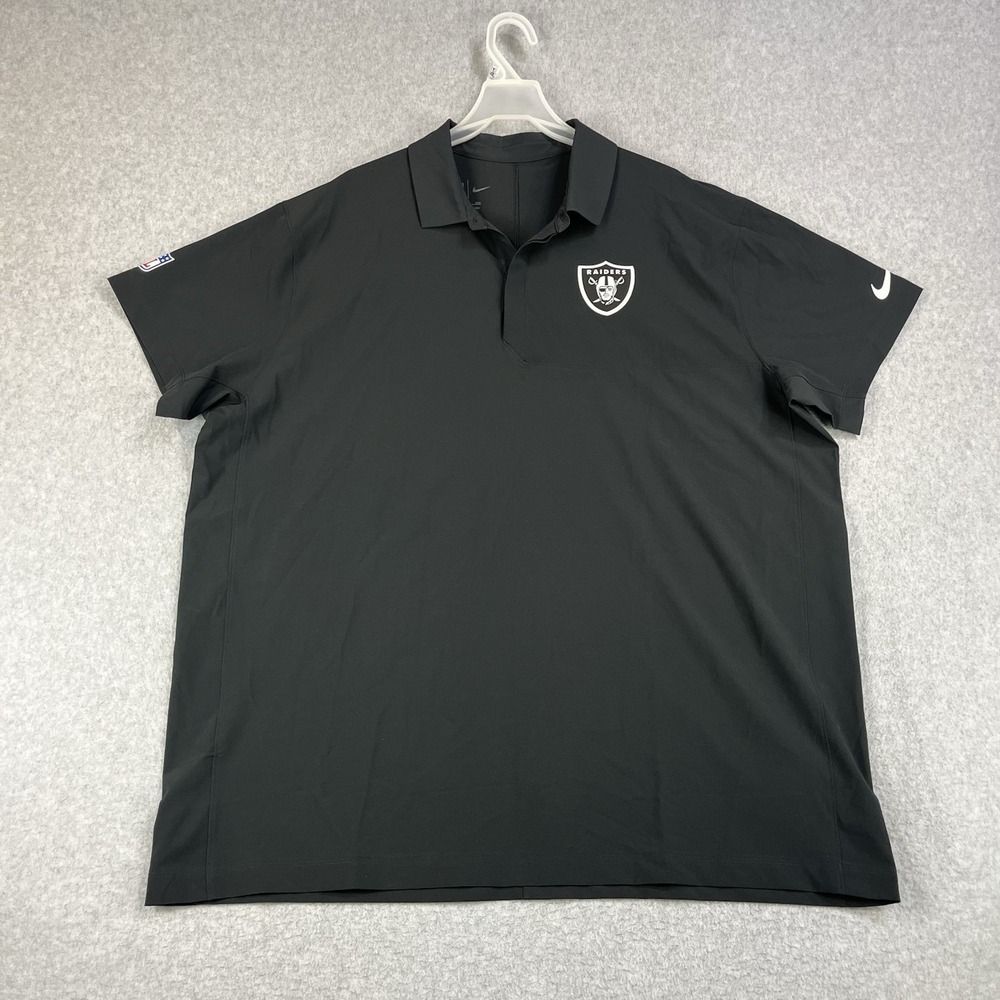 Las Vegas Raiders Nike Sideline Woven Polo Shirt Mens XXL Black Coach NFL Golf